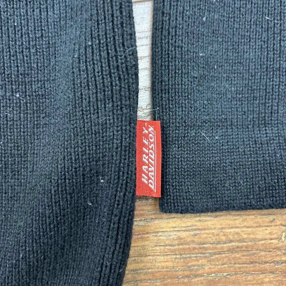 Harley Davidson‎ Knit Sweater Men L Black Red Spellout Pullover Crewneck Y2K Vtg